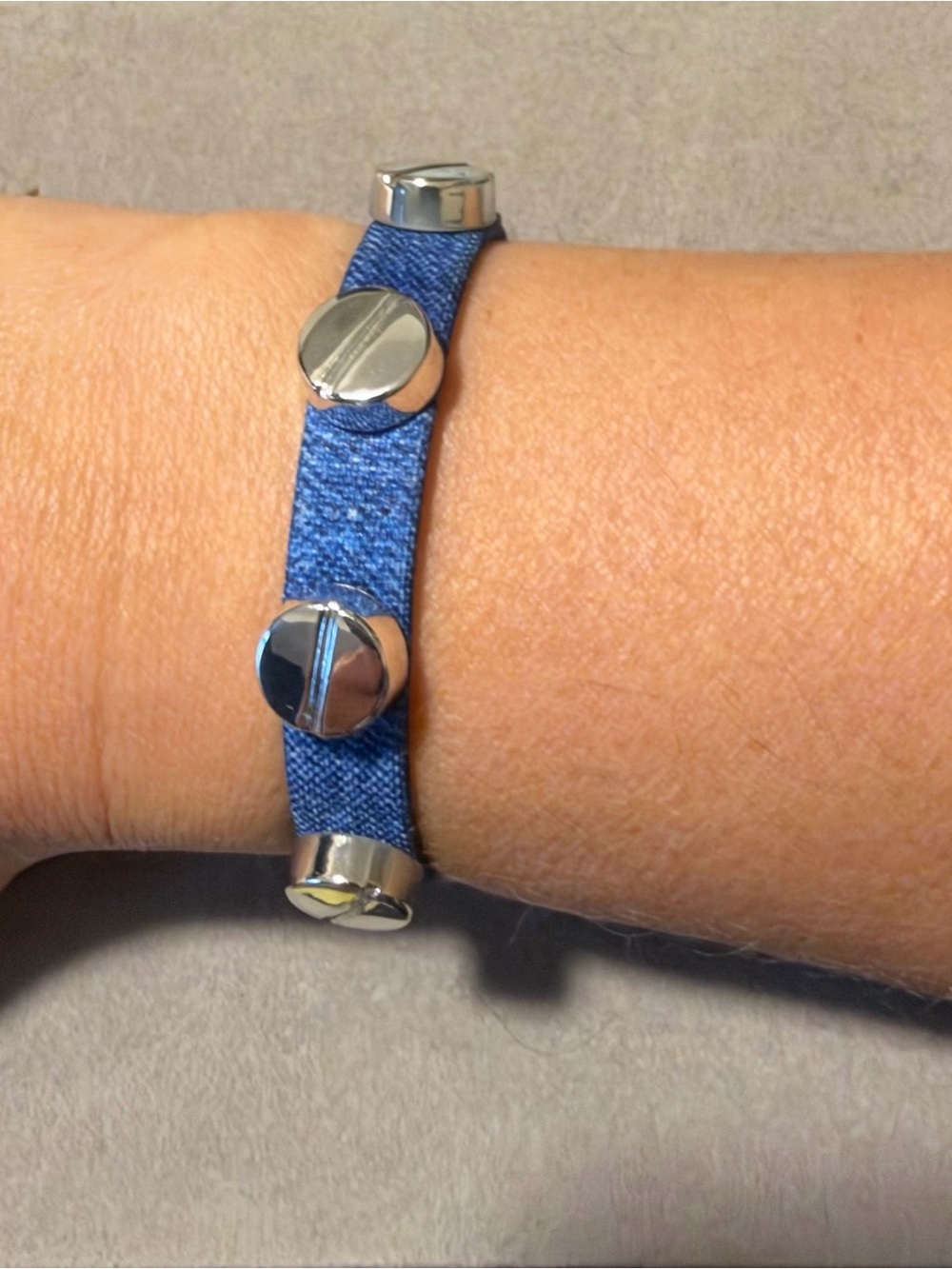 Blue Denim Snap-Accent Women's Bracelet